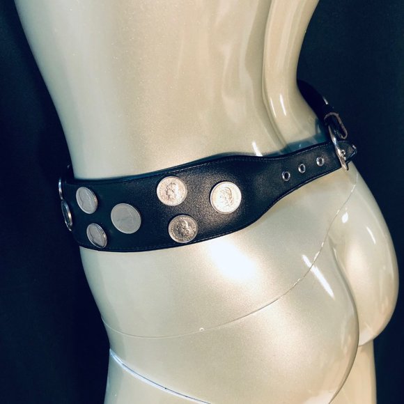 Vtg Leather Boho Coin Belt main image 3